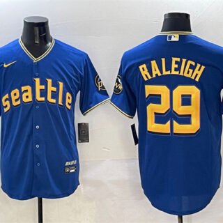 Men's Seattle Mariners #29 Cal Raleigh Royal City Connect Cool Base Stitched Baseball Jersey