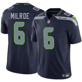 Men's Seattle Seahawks #6 Jalen Milroe Navy 2025 Draft F.U.S.E. Vapor Untouchable Limited Stitched Football Jersey