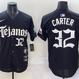 Men's Texas Rangers #32 Evan Carter Black Mexico 2025 Vapor Premier Limited Stitched Baseball Jersey