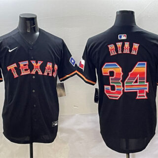 Men's Texas Rangers #34 Nolan Ryan Black Mexico Limited Stitched Baseball Jersey