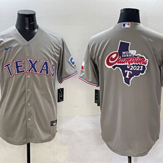 Men's Texas Rangers Team Big Logo Grey With Patch Cool Base Stitched Baseball Jerseys