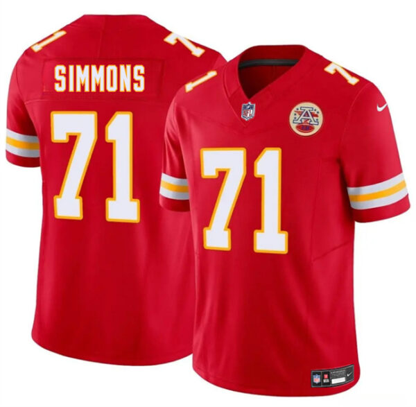 Men's Kansas City Chiefs #71 Josh Simmons Red 2025 Draft F.U.S.E. Vapor Untouchable Limited Stitched Football Jersey