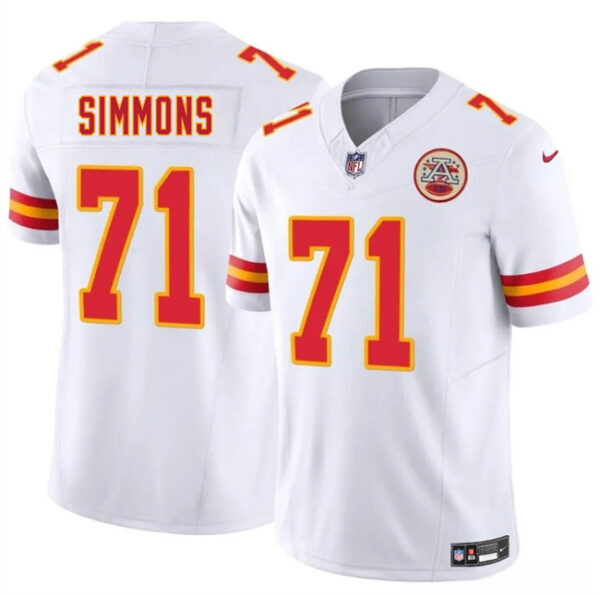 Men's Kansas City Chiefs #71 Josh Simmons White 2025 Draft F.U.S.E. Vapor Untouchable Limited Stitched Football Jersey