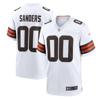 Men's Cleveland Browns #00 Shedeur Sanders White 2025 NFL Draft Game Jersey