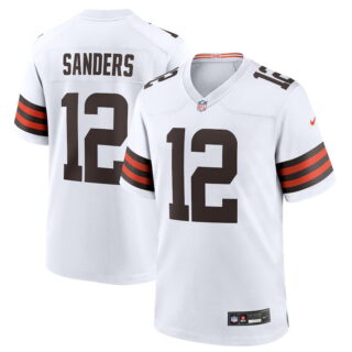 Men's Cleveland Browns #12 Shedeur Sanders White 2025 NFL Draft Game Jersey
