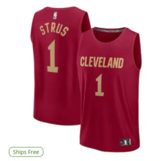 Men's Cleveland Cavaliers #1 Max Strus Fanatics Wine Fast Break Player Jersey