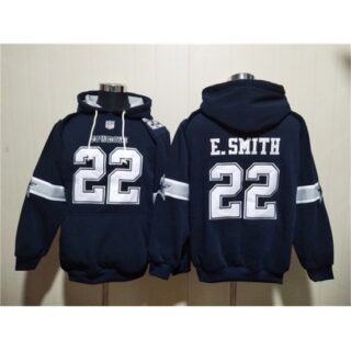 Men's Dallas Cowboys #22 Emmitt Smith Navy Ageless Must-Have Lace-Up Pullover Hoodie