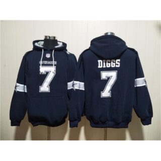 Men's Dallas Cowboys #7 Trevon Diggs Navy Ageless Must-Have Lace-Up Pullover Hoodie