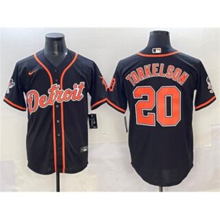Men's Detroit Tigers #20 Spencer Torkelson Black With Cool Base Stitched Baseball Jersey
