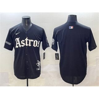 Men's Houston Astros Blank Black Gothic 'Houston Born Barrio Raised' Limited Stitched Baseball Jersey