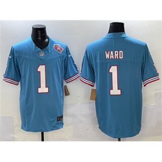 Men's Tennessee Titans #1 Cameron Ward Blue 2025 Draft F.U.S.E. 1997 Throwback Vapor Limited Football Stitched Jersey
