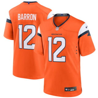 Men's Denver Broncos #12 Jahdae Barron Orange 2025 NFL Draft First Round Pick Game Jersey