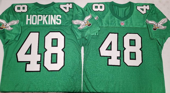 Philadelphia Eagles #48 WES HOPKINS 90s Vintage Throwback Football Jersey KELLY GREEN