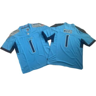 Men's TTennessee Titans #1 Cameron Ward 2025 Jerseys - Light Blue