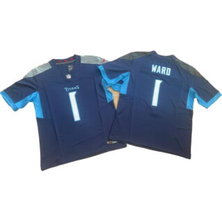 Men's Tennessee Titans #1 Cameron Ward 2025 Jerseys - Navy