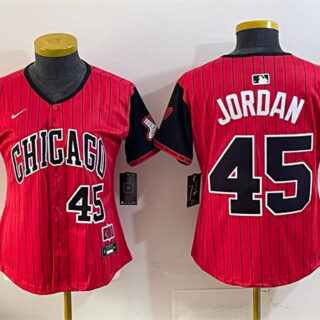 Women's Chicago White Sox #45 Michael Jordan Red Black 2025 City Connect Limited Stitched Baseball Jersey(Run Small)