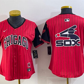 Women's Chicago White Sox Team Big Logo Red Black 2025 City Connect Limited Stitched Baseball Jersey(Run Small) 003