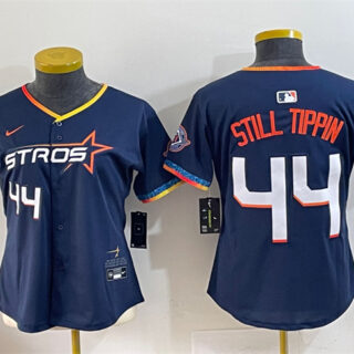 Women's Houston Astros #44 Still Tippin Navy 2025 City Connect With Texas Patch Limited Stitched Baseball Jersey(Run Small)