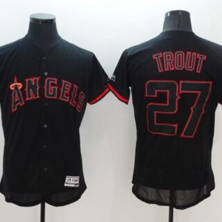Women's Los Angeles Angels #27 Mike Trout Black Fashion Stitched Baseball Jersey(Run Small)