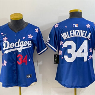 Women's Los Angeles Dodgers #34 Fernando Valenzuela Royal 2025 Tokyo Series Limited Stitched Baseball Jersey(Run Small)