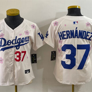 Women's Los Angeles Dodgers #37 Teoscar Hernandez Cream 2025 Tokyo Series Limited Stitched Baseball Jersey(Run Small)