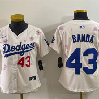 Women's Los Angeles Dodgers #43 Anthony Banda Cream 2025 Tokyo Series Limited Stitched Baseball Jersey(Run Small)
