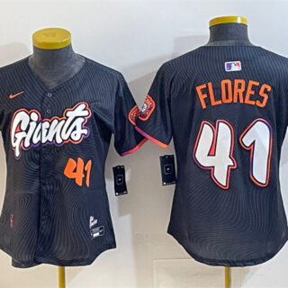 Women's San Francisco Giants #41 Wilmer Flores Anthracite 2025 City Connect Limited Stitched Baseball Jersey(Run Small)