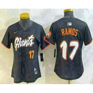 Women's San Francisco Giants #17 Heliot Ramos Number Black 2025 City Connect Limited Stitched Jersey