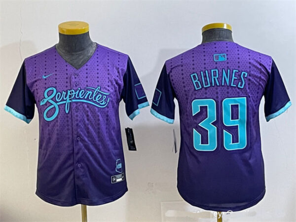 Youth Arizona Diamondbacks #39 Corbin Burnes Purple 2025 City Connect Limited Stitched Baseball Jersey