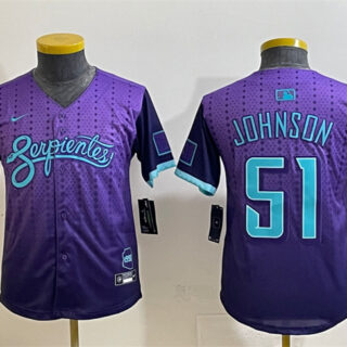 Youth Arizona Diamondbacks #51 Randy Johnson Purple 2025 City Connect Limited Stitched Baseball Jersey