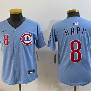 Youth Chicago Cubs #8 Ian Happ Blue 2024 25 2nd Alternate Limited Stitched Baseball Jersey