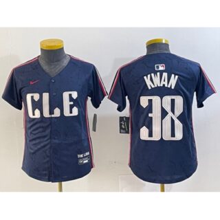 Youth Cleveland Guardians #38 Steven Kwan Navy 2024 City Connect Limited Stitched Baseball Jersey