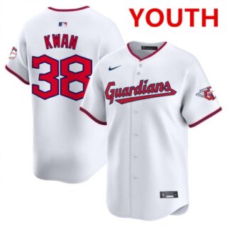 Youth Cleveland Guardians #38 Steven Kwan White Home Limited Stitched Baseball Jersey