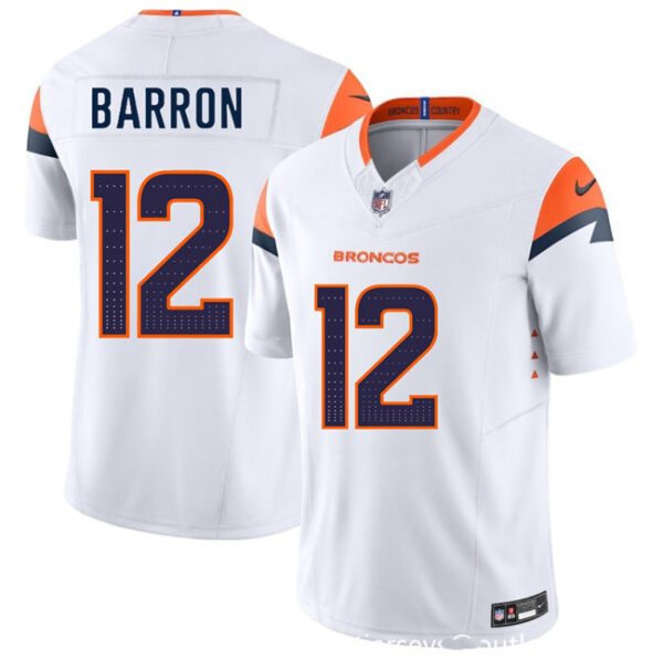 Youth Denver Broncos #12 Jahdae Barron White 2025 Draft F.U.S.E. Vapor Limited Stitched Football Jersey