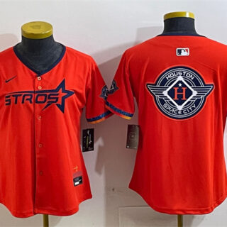 Youth Houston Astros Team Big Logo Orange 2025 City Connect With Texas Patch Limited Stitched Baseball Jersey
