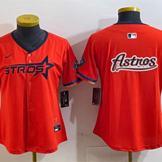 Youth Houston Astros Team Big Logo Orange 2025 City Connect With Texas Patch Limited Stitched Baseball Jersey