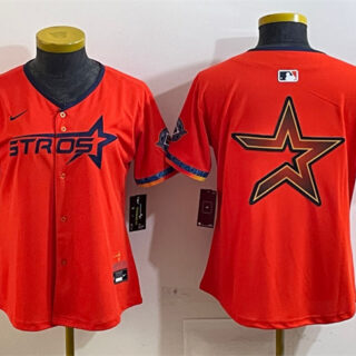 Youth Houston Astros Team Big Logo Orange 2025 City Connect With Texas Patch Limited Stitched Baseball Jersey