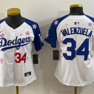 Youth Los Angeles Dodgers #34 Fernando Valenzuela White Royal 2025 Tokyo Series Limited Stitched Baseball Jersey