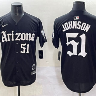 Men's Arizona Diamondbacks #51 Randy Johnson Black 'Gothic Desert Fang Edition' Vapor Premier Limited Stitched Baseball Jersey