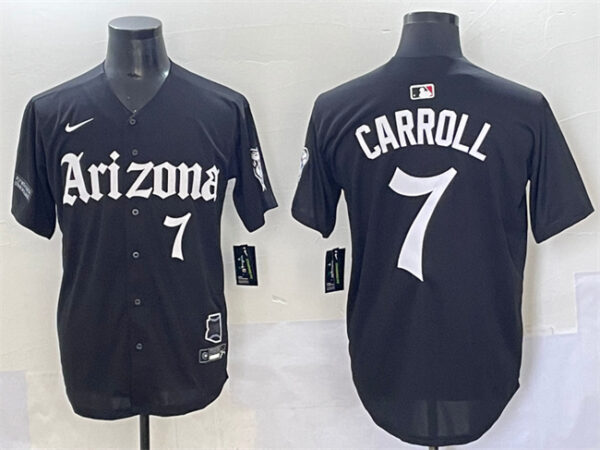 Men's Arizona Diamondbacks #7 Corbin Carroll Black 'Gothic Desert Fang Edition' Vapor Premier Limited Stitched Baseball Jersey