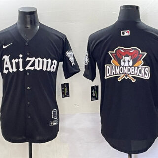 Men's Arizona Diamondbacks Team Big Logo Black 'Gothic Desert Fang Edition' Vapor Premier Limited Stitched Baseball Jersey