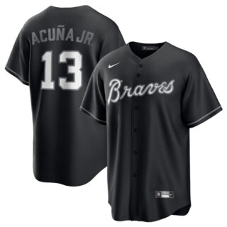 Men's Atlanta Braves #13 Ronald Acuna Jr. Black Lights Out Limited Stitched Baseball Jersey