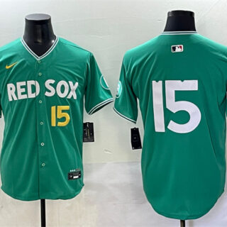 Men's Boston Red Sox #15 Dustin Pedroia Green 2025 City Connect Limited Stitched Baseball Jersey