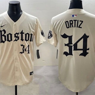 Men's Boston Red Sox #34 David Ortiz Cream Gothic Vapor Limited Stitched Baseball Jersey