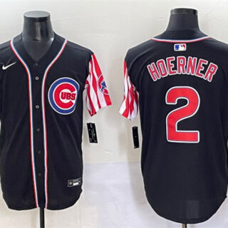 Men's Chicago Cubs #2 Nico Hoerner Black 2025 Independence Day Vapor Premier Limited Stitched Baseball Jersey