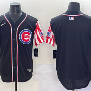 Men's Chicago Cubs Blank Black 2025 Independence Day Vapor Premier Limited Stitched Baseball Jersey