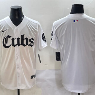 Men's Chicago Cubs Blank White 'Gothic North Side Edition' Vapor Premier Limited Stitched Baseball Jersey