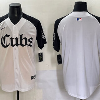 Men's Chicago Cubs Blank White Black 'Gothic North Side Edition' Vapor Premier Limited Stitched Baseball Jersey