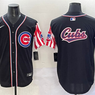 Men's Chicago Cubs Team Big Logo Black 2025 Independence Day Vapor Premier Limited Stitched Baseball Jersey