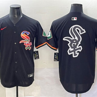 Men's Chicago White Sox Team Big Logo Black Mexico Limited Stitched Jerseys